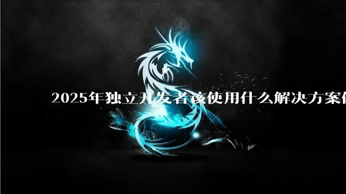 2025年独立开发者该使用什么解决方案做开发？前端和后端？