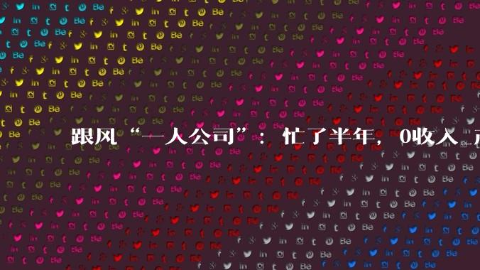 跟风“一人公司”：忙了半年，0收入_产品_工具_大厂
